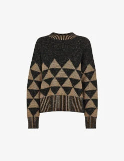Whistles Geometric-intarsia Wool And Recycled Nylon-blend Jumper