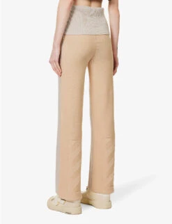 Diag Languid Brand-embossed Straight-leg High-rise Cotton-blend Knitted Trousers -Sweaty Bety Clothing Shop R04094003 BEIGEBEIGE ALT03