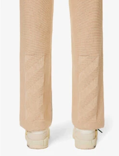 Diag Languid Brand-embossed Straight-leg High-rise Cotton-blend Knitted Trousers -Sweaty Bety Clothing Shop R04094003 BEIGEBEIGE ALT04