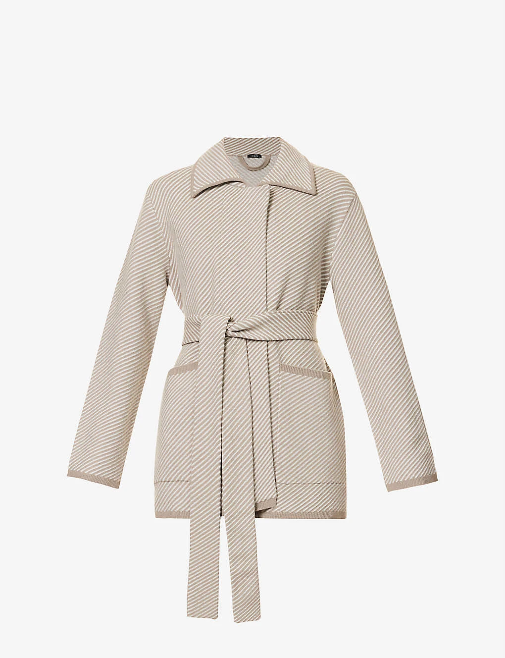 Joseph Striped Belted Merino Wool Cardigan 2 Joseph Striped Belted Merino Wool Cardigan