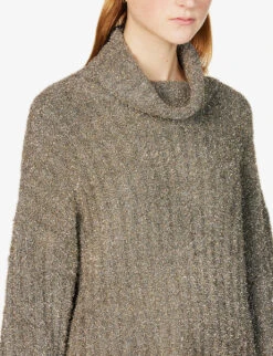 Joseph Metallic Relaxed-fit Knitted Jumper -Sweaty Bety Clothing Shop R04095162 SILVER ALT04