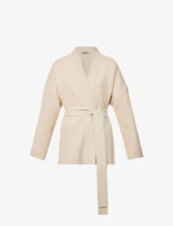 Joseph Tied-waist V-neck Stretch-knitted Cardigan