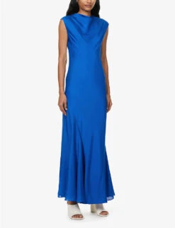 TOVE Erin Cowl-neck Stretch-silk Maxi Dress -Sweaty Bety Clothing Shop R04096551 DEEPESTBLUE ALT02