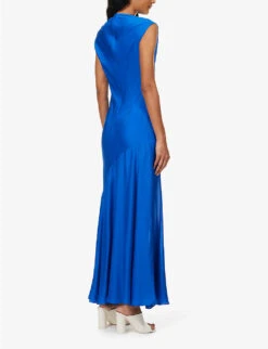 TOVE Erin Cowl-neck Stretch-silk Maxi Dress -Sweaty Bety Clothing Shop R04096551 DEEPESTBLUE ALT03
