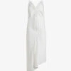 AllSaints Alexia Asymmetric Recycled-polyester Midi Dress -Sweaty Bety Clothing Shop R04096901 OYSTERWHITE M
