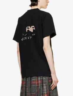 Balenciaga Branded-print Cotton T-shirt -Sweaty Bety Clothing Shop R04100068 BLACKECRU ALT03