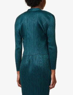 April Pleated Knitted Cardigan -Sweaty Bety Clothing Shop R04100456 68VIRIDIAN ALT03