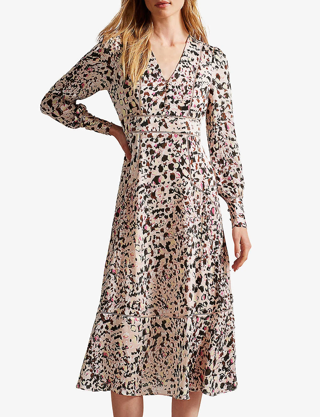 Ted Baker Luceeya Abstract-print Lace-insert Woven Midi Dress 5 Ted Baker Luceeya Abstract-print Lace-insert Woven Midi Dress - Image 3