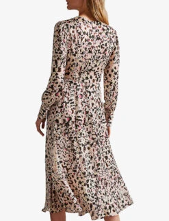 Ted Baker Luceeya Abstract-print Lace-insert Woven Midi Dress 9 Ted Baker Luceeya Abstract-print Lace-insert Woven Midi Dress -Sweaty Bety Clothing Shop R04101176 DUSKYPINK ALT03