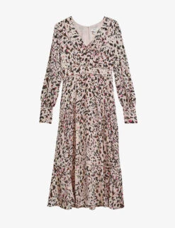 Ted Baker Luceeya Abstract-print Lace-insert Woven Midi Dress