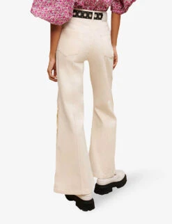 Maje Parin Wide-leg Side-buttoned Stretch-denim Jeans -Sweaty Bety Clothing Shop R04101784 BLANC ALT03