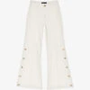 Maje Parin Wide-leg Side-buttoned Stretch-denim Jeans 1 Maje Parin Wide-leg Side-buttoned Stretch-denim Jeans -Sweaty Bety Clothing Shop R04101784 BLANC M