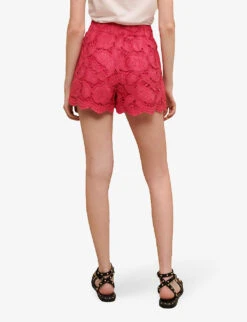 Maje Annick Paisley-embroidered Cotton Shorts -Sweaty Bety Clothing Shop R04101885 ROSES ALT03
