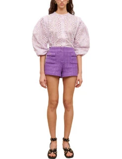 Maje Iapraia Tweed Cotton Shorts -Sweaty Bety Clothing Shop R04101937 VIOLETS ALT02