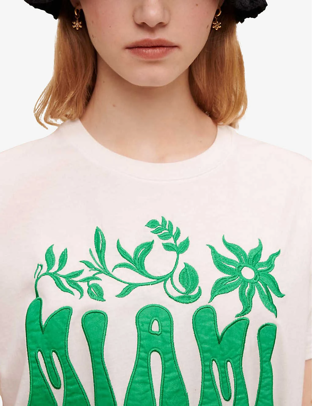 Maje Logo-embroidered Stretch-cotton T-shirt 7 Maje Logo-embroidered Stretch-cotton T-shirt - Image 5