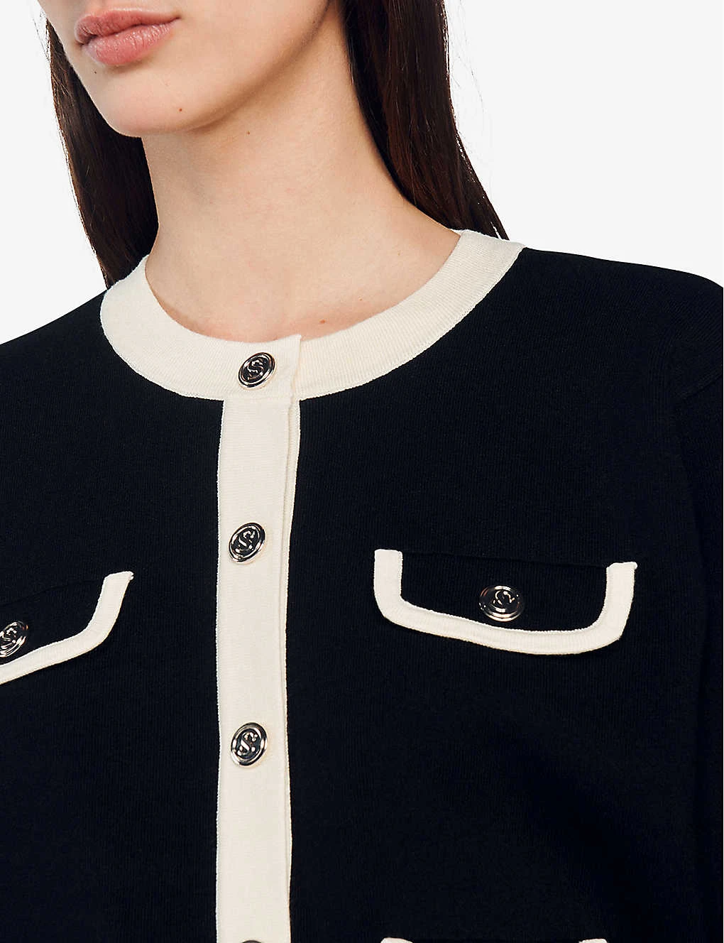 Sandro Contrast-trim Knitted Cardigan 7 Sandro Contrast-trim Knitted Cardigan - Image 5