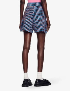 Sandro Checked Stretch-tweed Shorts -Sweaty Bety Clothing Shop R04102332 NOIRGRIS ALT03