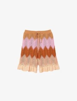 Sandro Capucin Wave-stitch Stretch-knitted Shorts