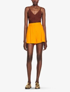 Sandro Benjamin High-rise Woven Shorts -Sweaty Bety Clothing Shop R04102437 JAUNESORANGES ALT02