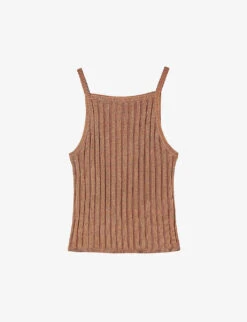 Sandro Laos Metallic Cropped Stretch-knit Top