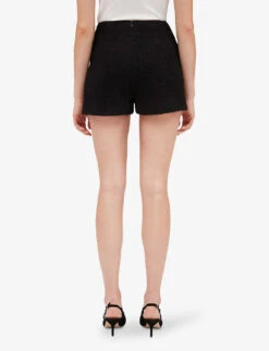 CLAUDIE PIERLOT Elga Braided-trim Tweed Shorts -Sweaty Bety Clothing Shop R04103275 NOIRGRIS ALT03