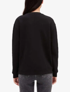 CLAUDIE PIERLOT Paris Patch-print Cotton-blend Jumper -Sweaty Bety Clothing Shop R04103280 NOIRGRIS ALT03