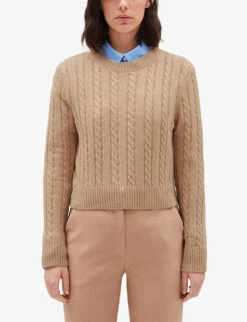 CLAUDIE PIERLOT Mitano Cable-knit Wool And Cashmere-blend Jumper -Sweaty Bety Clothing Shop R04103315 NATURELS ALT02