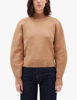 CLAUDIE PIERLOT Mascara High-neck Knitted Jumper -Sweaty Bety Clothing Shop R04103321 NATURELS ALT02