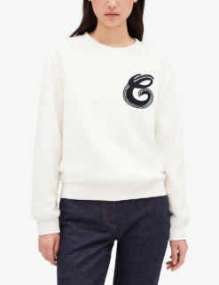 CLAUDIE PIERLOT Logo-embroidered Cotton-blend Jumper 9 CLAUDIE PIERLOT Logo-embroidered Cotton-blend Jumper -Sweaty Bety Clothing Shop R04103322 NATURELS ALT02