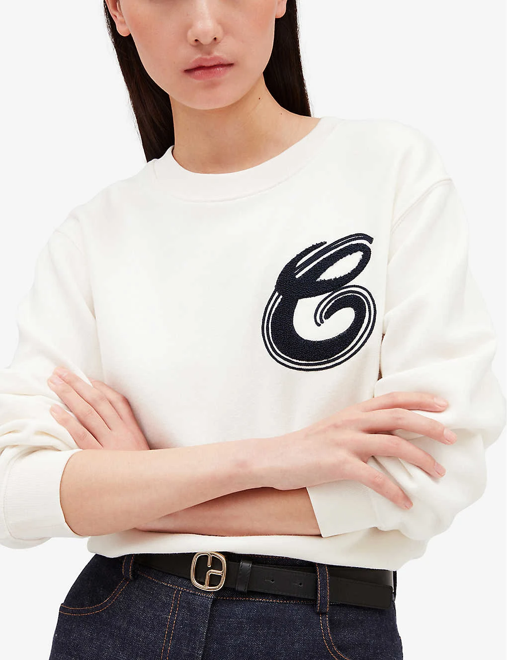 CLAUDIE PIERLOT Logo-embroidered Cotton-blend Jumper 7 CLAUDIE PIERLOT Logo-embroidered Cotton-blend Jumper - Image 5