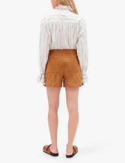 CLAUDIE PIERLOT Chris Lace-fastening Patch-pocket Suede Shorts -Sweaty Bety Clothing Shop R04103401 BRUNS ALT03