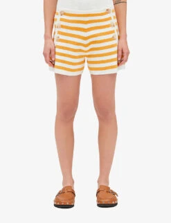 CLAUDIE PIERLOT Striped Button Terry Cotton-blend Shorts -Sweaty Bety Clothing Shop R04103431 DIVERS ALT02