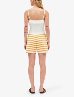 CLAUDIE PIERLOT Striped Button Terry Cotton-blend Shorts -Sweaty Bety Clothing Shop R04103431 DIVERS ALT03