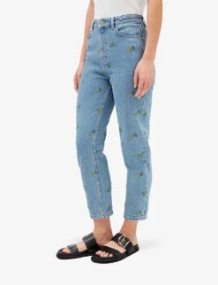 CLAUDIE PIERLOT Mimosa Floral-embroidered Straight-leg High-rise Jeans -Sweaty Bety Clothing Shop R04103445 BLEUS ALT02
