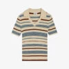 CLAUDIE PIERLOT Stripe-embellished Stretch-woven Polo Shirt