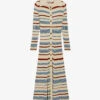 CLAUDIE PIERLOT Monmanoir Open-collar Stripe-pattern Knitted Maxi Dres