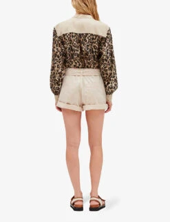 CLAUDIE PIERLOT Belted High-rise Cotton Shorts -Sweaty Bety Clothing Shop R04103468 ROSES ALT03