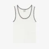CLAUDIE PIERLOT Contrast Embroidered-trim Cotton-blend Tank Top -Sweaty Bety Clothing Shop R04103526 DIVERS M