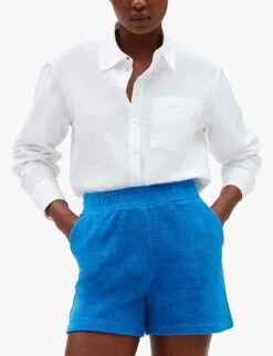 CLAUDIE PIERLOT Logo-embroidered Cotton-blend Shorts -Sweaty Bety Clothing Shop R04103540 BLEUS ALT02