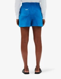 CLAUDIE PIERLOT Logo-embroidered Cotton-blend Shorts -Sweaty Bety Clothing Shop R04103540 BLEUS ALT03