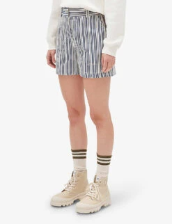 CLAUDIE PIERLOT Evy Striped Cotton Shorts -Sweaty Bety Clothing Shop R04104028 DIVERS ALT02