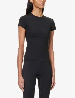 Fitted Stretch-cotton T-shirt -Sweaty Bety Clothing Shop R04104637 BLACK ALT02