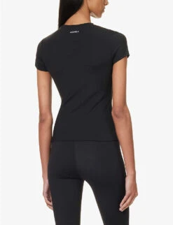 Fitted Stretch-cotton T-shirt -Sweaty Bety Clothing Shop R04104637 BLACK ALT03