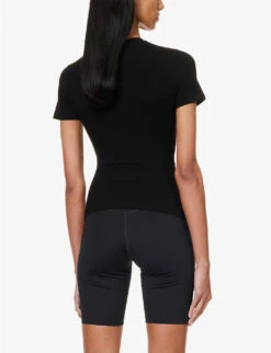 Fitted Logo-print Stretch-woven T-shirt -Sweaty Bety Clothing Shop R04104652 BLACK ALT03