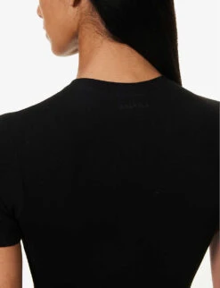 Fitted Logo-print Stretch-woven T-shirt -Sweaty Bety Clothing Shop R04104652 BLACK ALT04