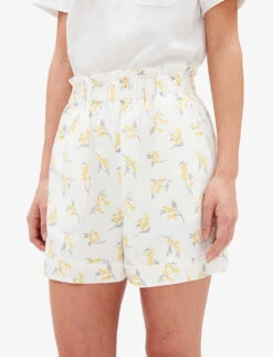 CLAUDIE PIERLOT Eita Mimosa-print Elasticated-waist Linen-blend Shorts 11 CLAUDIE PIERLOT Eita Mimosa-print Elasticated-waist Linen-blend Shorts -Sweaty Bety Clothing Shop R04105057 DIVERS ALT04