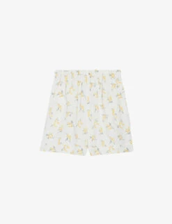 CLAUDIE PIERLOT Eita Mimosa-print Elasticated-waist Linen-blend Shorts