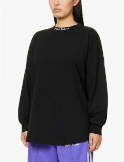 Palm Angels Oversized Logo-print Cotton-jersey T-shirt -Sweaty Bety Clothing Shop R04107189 BLACKWHITE ALT02