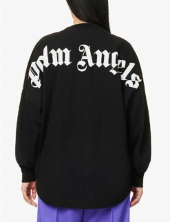 Palm Angels Oversized Logo-print Cotton-jersey T-shirt -Sweaty Bety Clothing Shop R04107189 BLACKWHITE ALT03