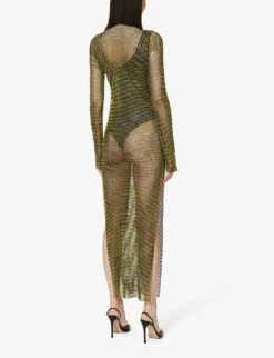Rhinestone-embellished Chainmail Maxi Dress -Sweaty Bety Clothing Shop R04108391 ACIDYELLOW ALT03